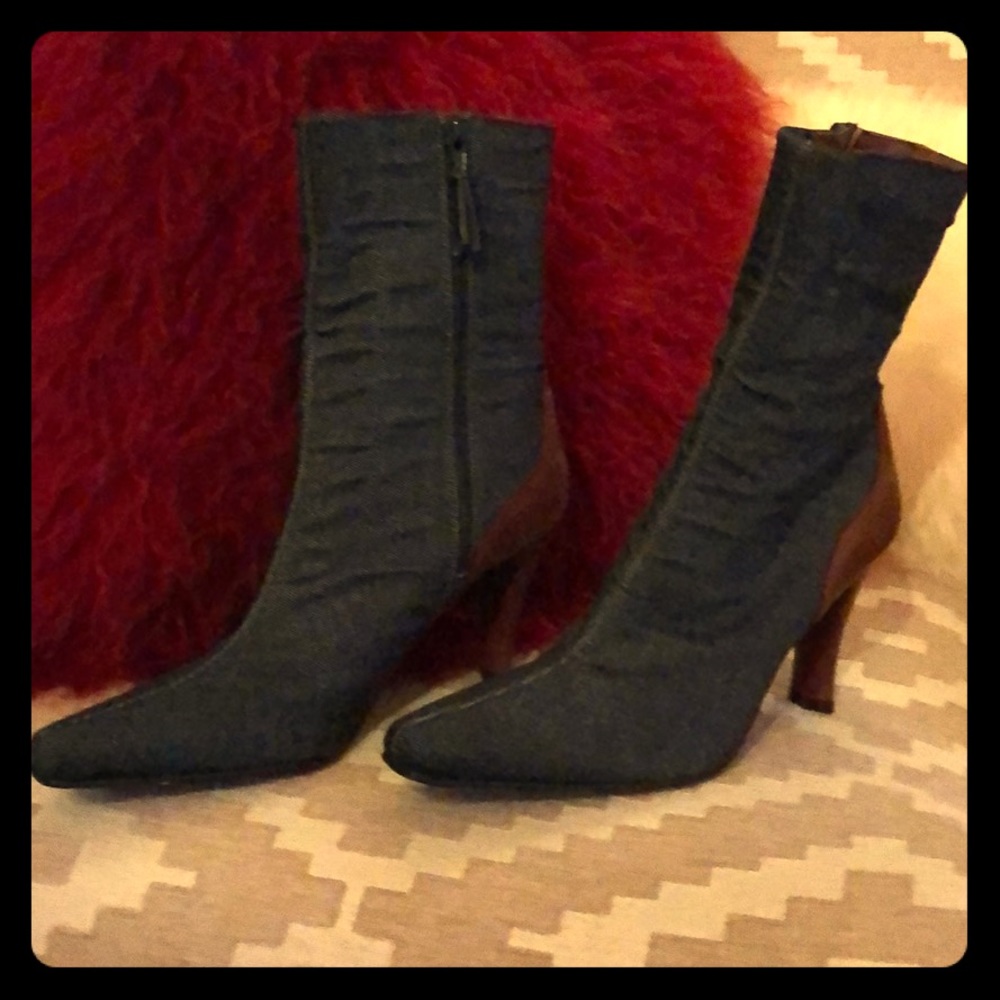 Donald J Pliner Denim and Leather Bootie